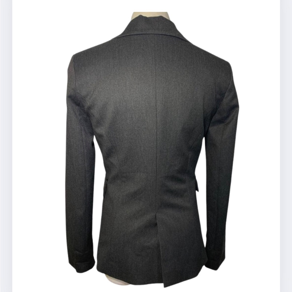 Anine Bing Single Button Blazer | Charcoal Grey with Faux Leather Trim | Size XS - Picture 9 of 9